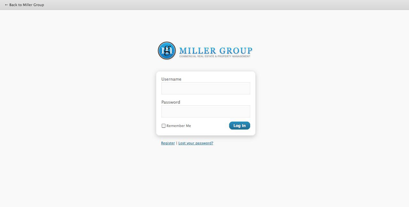 Miller Group Web WordPress Log In Page