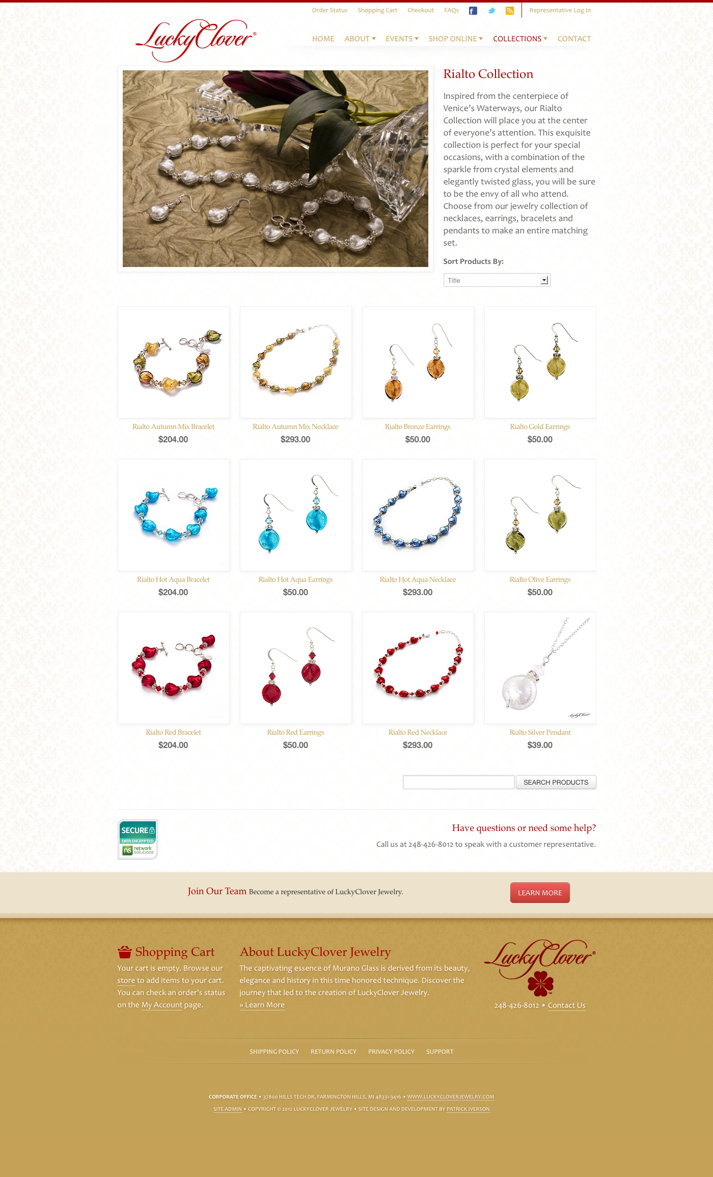 LuckyClover Jewelry eCommerce category page