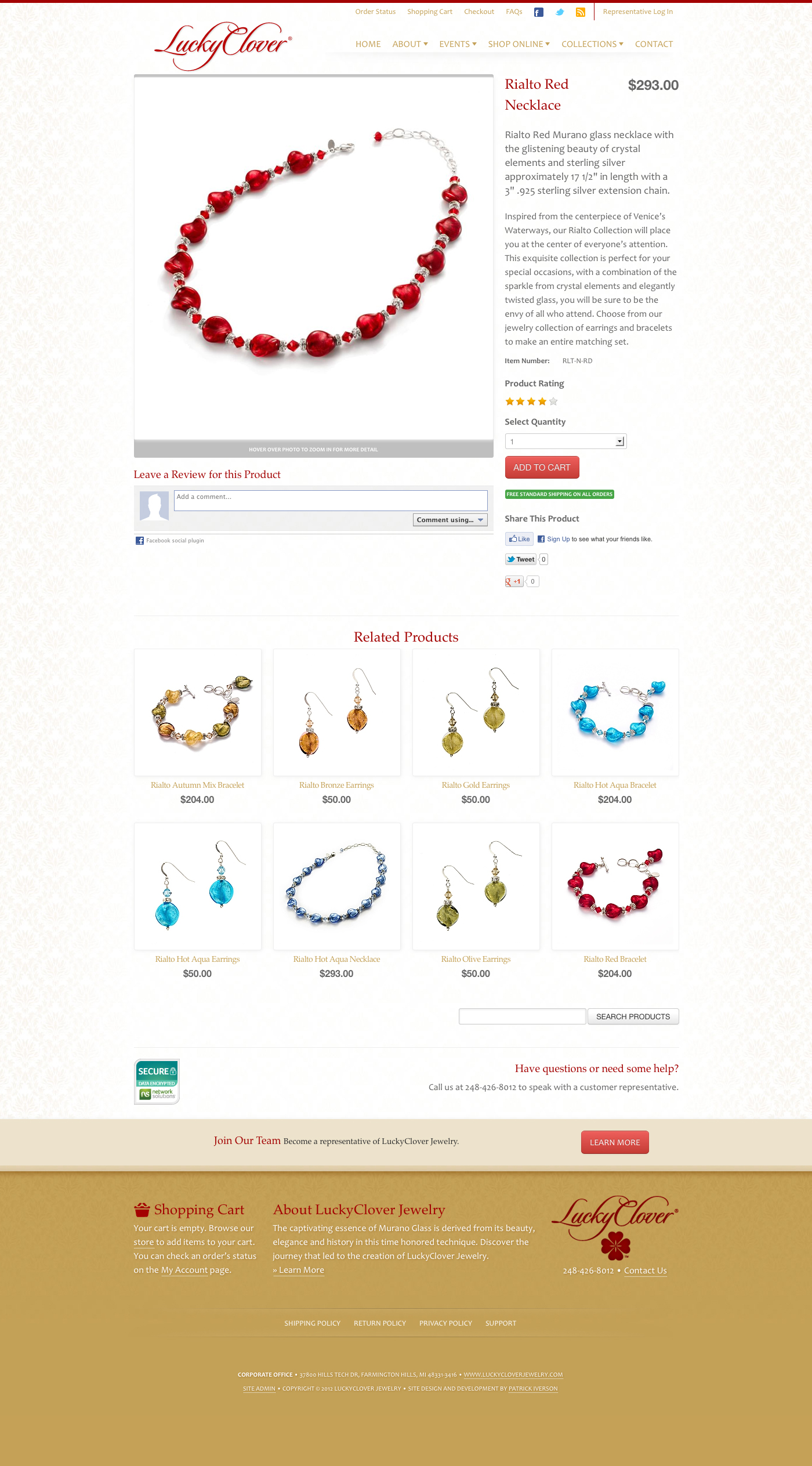 LuckyClover Jewelry eCommerce product page