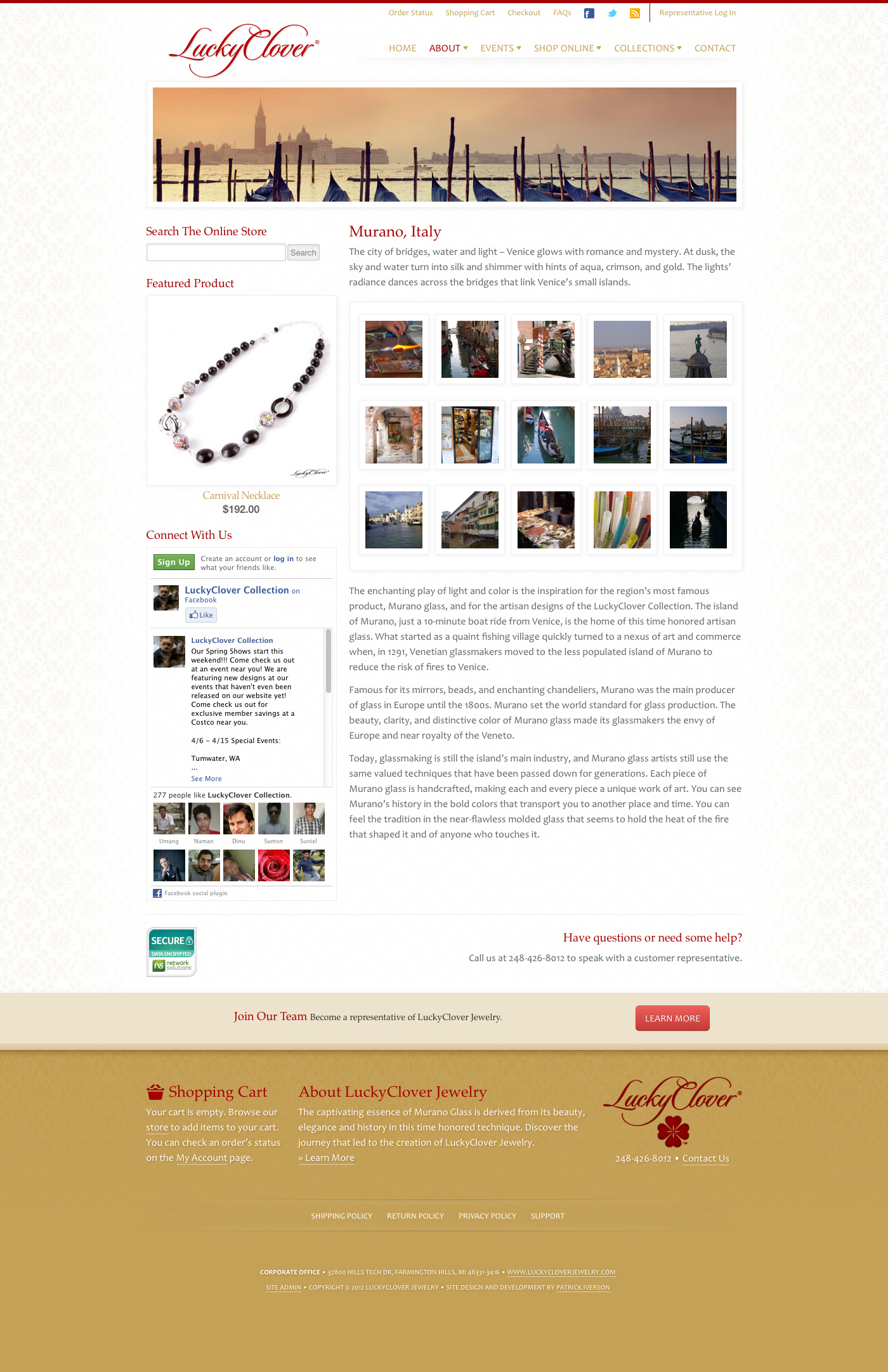 LuckyClover Jewelry basic page with gallery