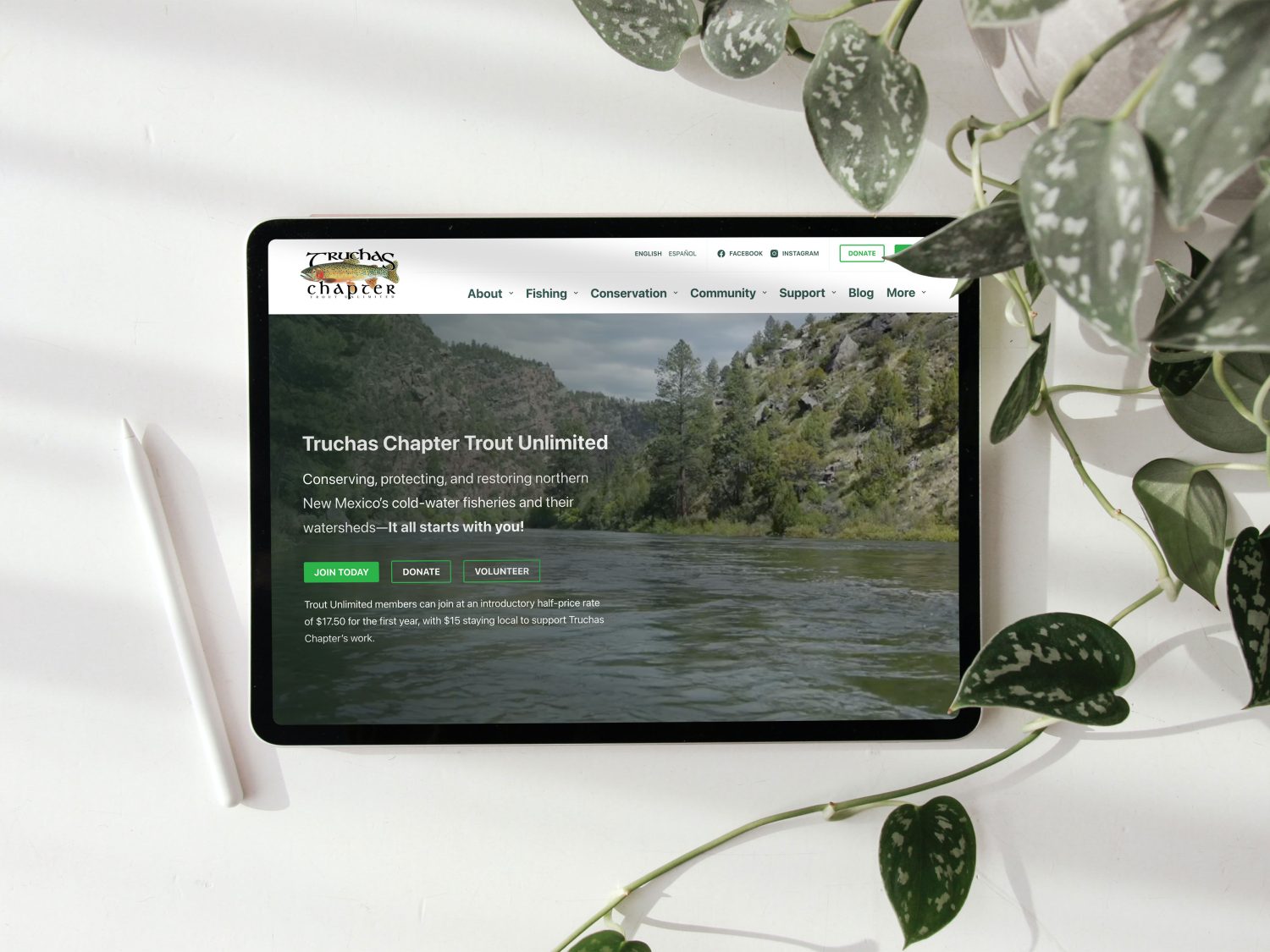 Truchas Chapter Trout Unlimited custom WordPress website by Patrick Iverson