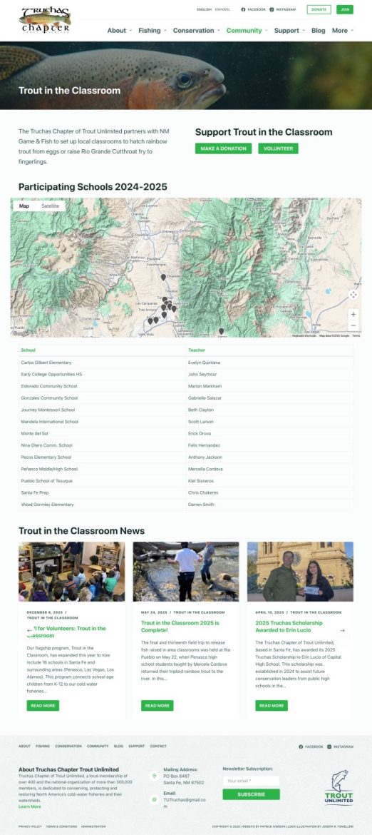 Truchas Chapter Trout in the Classroom community education page
