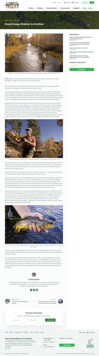 Truchas Chapter guest essay Brother to Another on iPad