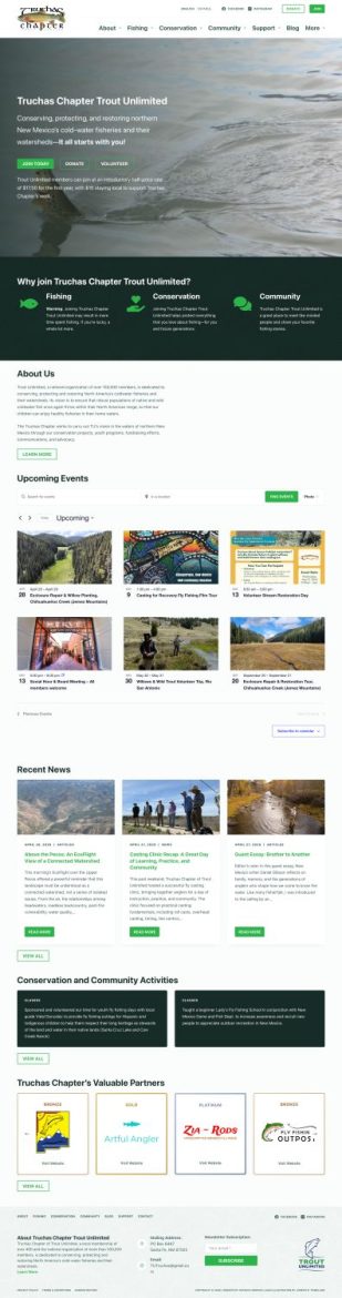 Truchas Chapter Trout Unlimited homepage on iPad