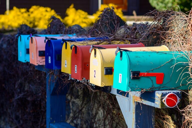 Rows of brass post office boxes, a stand-in for email that arrives where it is supposed to